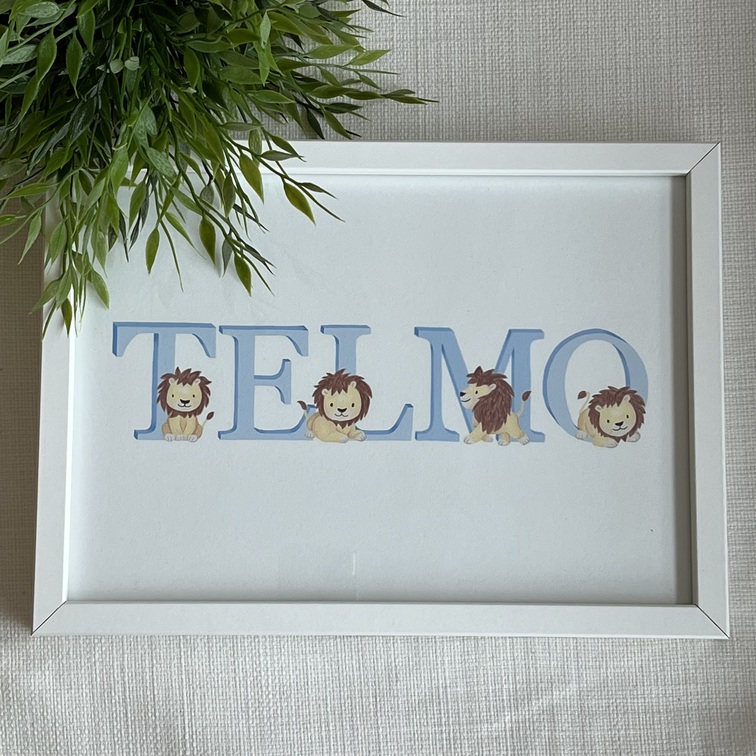 Lámina Infantil Personalizada - Nombre Leones