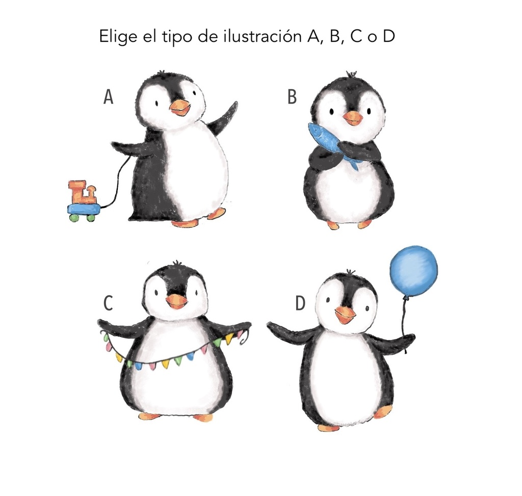 Láminas personalizadas infantiles enmarcadas Cuadro Inicial Pinguinos