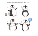 Láminas personalizadas infantiles enmarcadas Cuadro Inicial Pinguinos