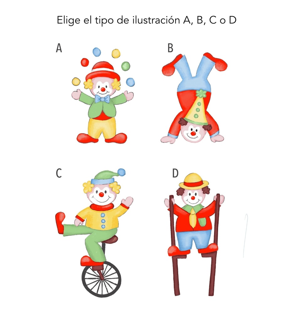 Láminas personalizadas infantiles enmarcadas Cuadro Inicial Payasos