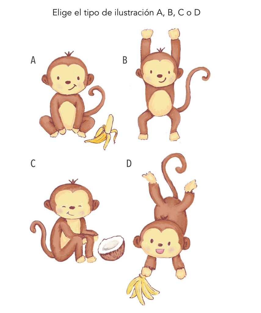 Láminas personalizadas infantiles enmarcadas Cuadro Inicial Monos